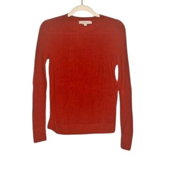 Loft Red Burnt Orange Crewneck Sweater Womens XXS Ribbed Office Classic Everyday - Picture 1 of 6
